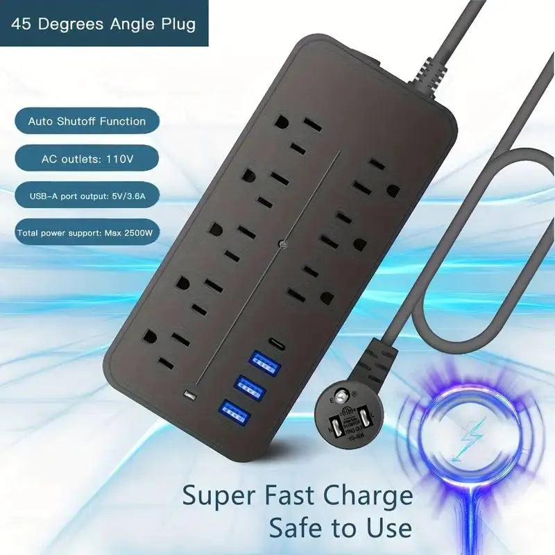 MaxGuard Surge Protector - 8 AC & 3 USB + 1 USB-C Power Station